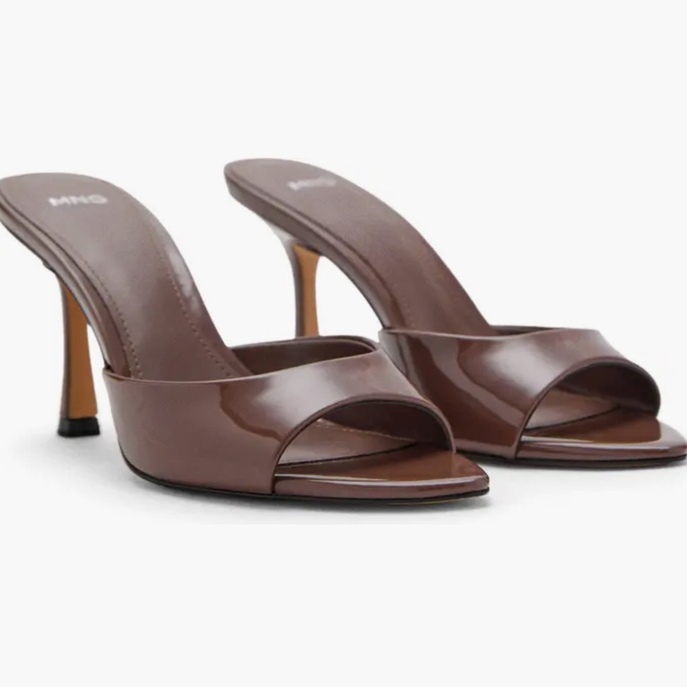 MANGO Pointed Toe Slide Sandal - CHOCOLATE (7.5)